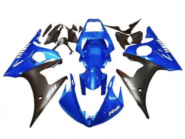 Descuento Carenados Moto Yamaha YZF R6 2003-2004 - Azul Negro Mate Blanco Calcomanías