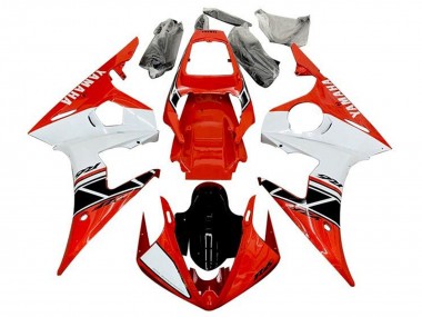 Descuento Carenados Moto Yamaha YZF R6 2003-2004 - Rojo Blanco Negro Brillante Raya