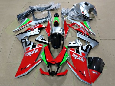 Descuento Carenados Moto Aprilia RS4 50 125 2012-2018 - Plata Rojo Verde Negro Brillante