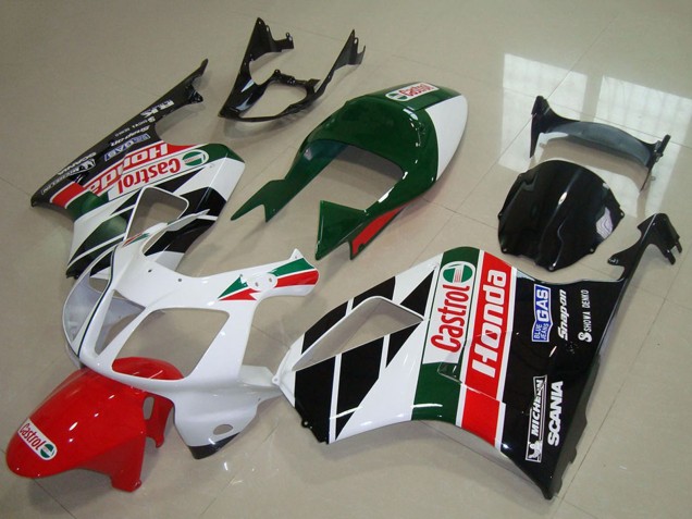Descuento Kits Carenado Moto Honda VTR1000 2000-2006 - Blanco Rojo Verde Negro Brillante Castrol