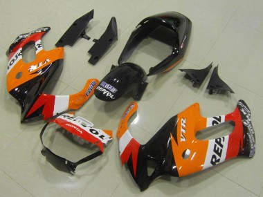 Descuento Carenados Moto Honda VTR1000F 1997-2005 - Naranja Blanco Rojo Negro Brillante Repsol