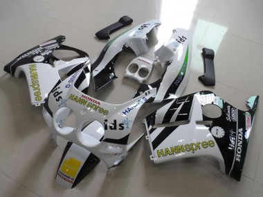 Descuento Carenados Moto Honda CBR250RR MC19 1988-1989 - Blanco Amarillo Negro Brillante Hannspree