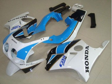 Descuento Carenado Moto Honda CBR250RR MC19 1988-1989 - Blanco Azul Claro Negro Brillante