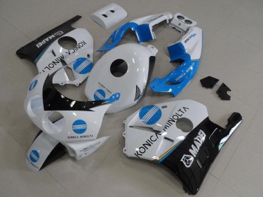 Descuento Carenados Moto Honda CBR250RR MC22 1990-1998 - Blanco Azul Negro Brillante Konica Minolta