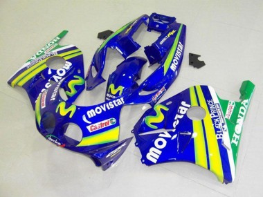 Descuento Carenados Moto Honda CBR250RR MC22 1990-1998 - Azul Amarillo Verde MoviStar Castrol