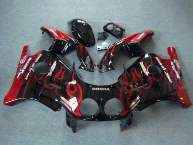 Descuento Carenados Moto Honda CBR250RR MC22 1990-1998 - Negro Brillante Rojo Llama