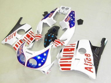 Descuento Carenados Moto Honda CBR250RR MC22 1990-1998 - Blanco Rojo Azul Star Alice