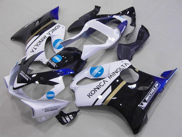 Descuento Carenados Moto Honda CBR600 F4i 2001-2003 - Blanco Azul Negro Brillante Konica Minolta