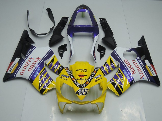 Descuento Carenados Moto Honda CBR600 F4i 2001-2003 - Amarillo Blanco Azul Negro Rojo Nastro Azzurro