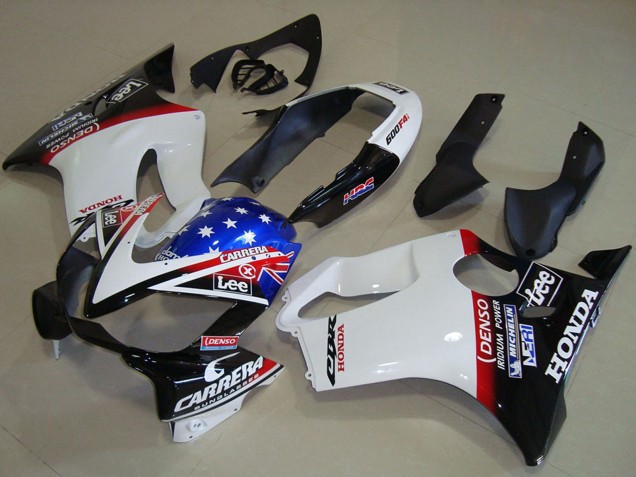 Descuento Carenados Moto Honda CBR600 F4i 2004-2007 - Blanco Rojo Azul Negro Brillante Estrella Lee Carrera