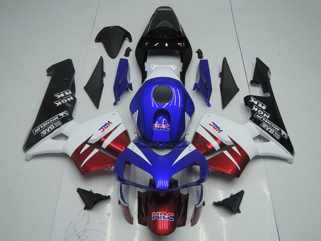 Descuento Carenados Moto Honda CBR600RR 2003-2004 - Blanco Rojo Azul Negro Brillante HRC