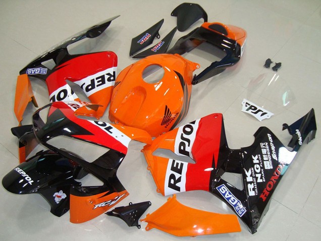 Descuento Carenado Moto Honda CBR600RR 2003-2004 - Naranja Blanco Rojo Negro Brillante Repsol