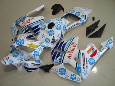 Descuento Carenados Moto Honda CBR600RR 2003-2004 - Blanco Azul Rojo Nastro Azzurro