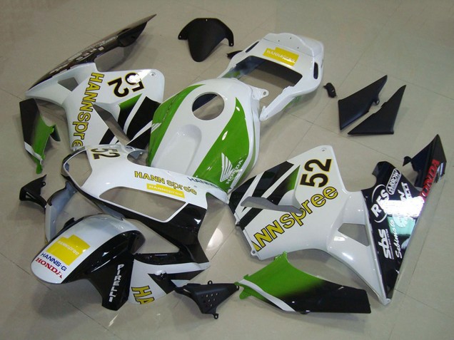 Descuento Carenados Moto Honda CBR600RR 2003-2004 - Blanco Verde Amarillo Negro Brillante Hannspree 52