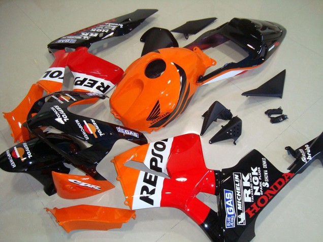 Descuento Kit Carenados Moto Honda CBR600RR 2003-2004 - Naranja Blanco Rojo Negro Brillante Repsol