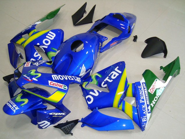 Descuento Carenado Moto Honda CBR600RR 2003-2004 - Azul Amarillo Verde MoviStar