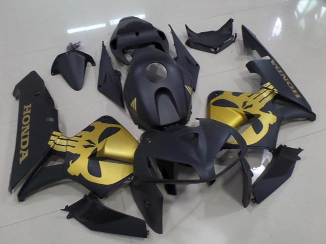 Descuento Carenados Moto Honda CBR600RR 2005-2006 - Negro Mate Oro Cráneo