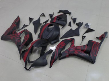 Descuento Carenados Moto Honda CBR600RR 2007-2008 - Negro Mate Rojo Cráneo Raya