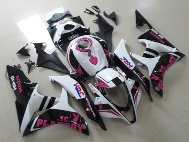 Descuento Carenados Moto Honda CBR600RR 2007-2008 - Blanco Rosa Negro Mate HRC Playboy Durex