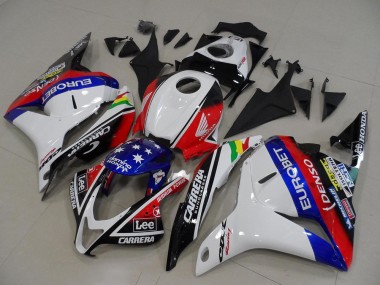 Descuento Carenados Moto Honda CBR600RR 2009-2012 - Blanco Rojo Azul Negro Brillante EuroBet Lee Estrella
