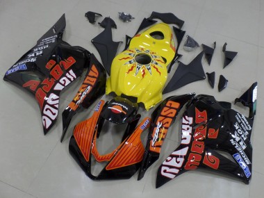 Descuento Carenados Moto Honda CBR600RR 2009-2012 - Amarillo Naranja Negro Brillante Rossi Carrera