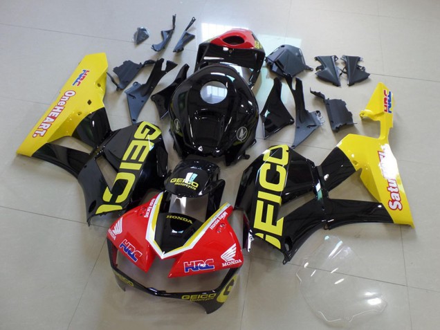 Descuento Carenados Moto Honda CBR600RR 2013-2023 - Amarillo Rojo Negro Brillante Geico