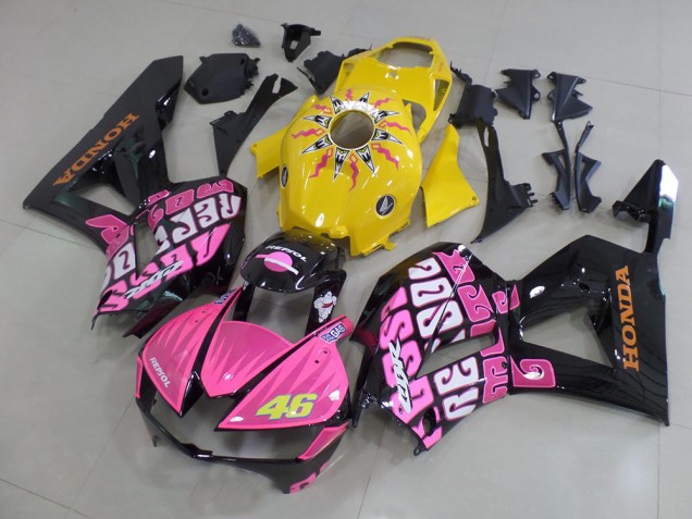 Descuento Carenados Moto Honda CBR600RR 2013-2023 - Amarillo Rosa Negro Brillante Rossi 46