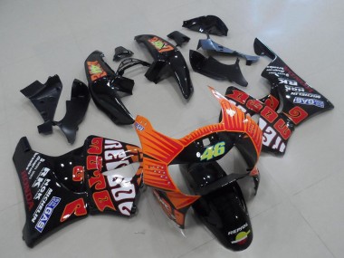 Descuento Carenados Moto Honda CBR900RR 919 1998-1999 - Negro Brillante Naranja Rossi