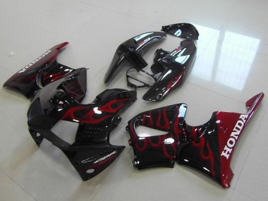 Descuento Carenados Moto Honda CBR900RR 919 1998-1999 - Negro Brillante Rojo Llama