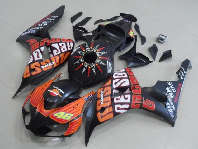 Descuento Carenados Moto Honda CBR1000RR 2006-2007 - Negro Mate Naranja Rossi 46