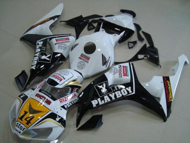Descuento Carenados Moto Honda CBR1000RR 2006-2007 - Blanco Amarillo Negro Brillante Denso Playboy 14