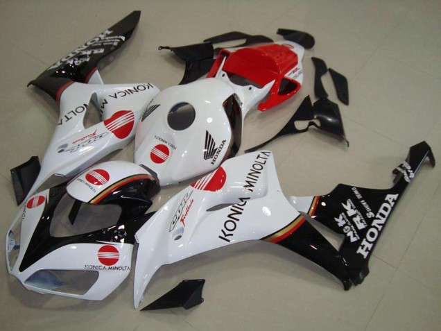 Descuento Carenado Moto Honda CBR1000RR 2006-2007 - Blanco Rojo Negro Brillante Konica Minolta