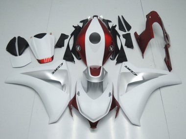 Descuento Carenados Moto Honda CBR1000RR 2008-2011 - Blanco Plata Rojo Caramelo