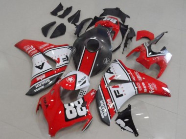 Descuento Carenados Moto Honda CBR1000RR 2008-2011 - Blanco Rojo Negro Mate Dunlop Fiamm 88