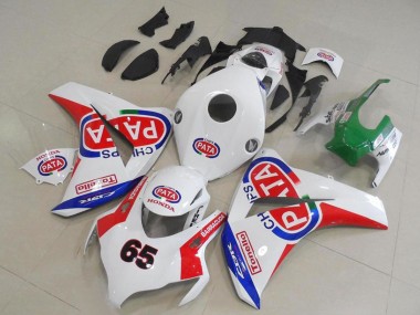 Descuento Carenados Moto Honda CBR1000RR 2008-2011 - Blanco Rojo Azul Pata 65