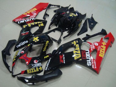 Descuento Carenados Moto Suzuki GSXR 1000 2005-2006 - Negro Brillante Rojo Oro Rizla
