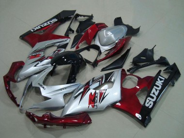 Descuento Carenado Moto Suzuki GSXR 1000 2005-2006 - Plata Rojo Negro