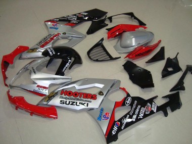 Descuento Carenados Moto Suzuki GSXR 1000 2005-2006 - Plata Rojo Negro Hooters