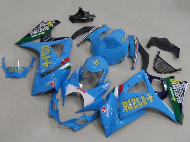 Descuento Carenados Moto Suzuki GSXR 1000 2007-2008 - Azul Blanco Amarillo Negro Rizla