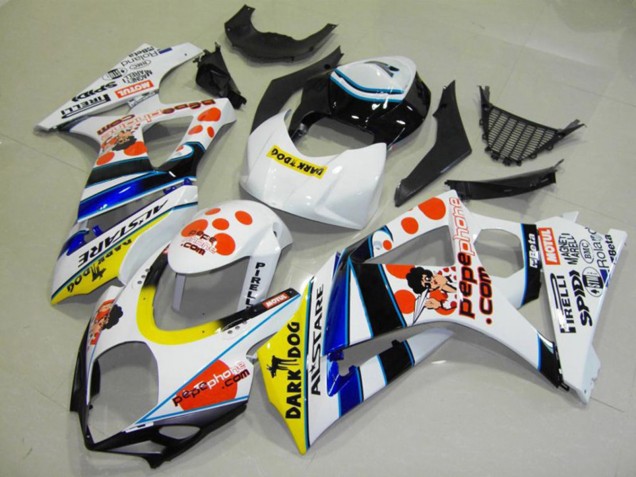 Descuento Carenados Moto Suzuki GSXR 1000 2007-2008 - Blanco Rojo Amarillo Azul Negro Pepe Phone