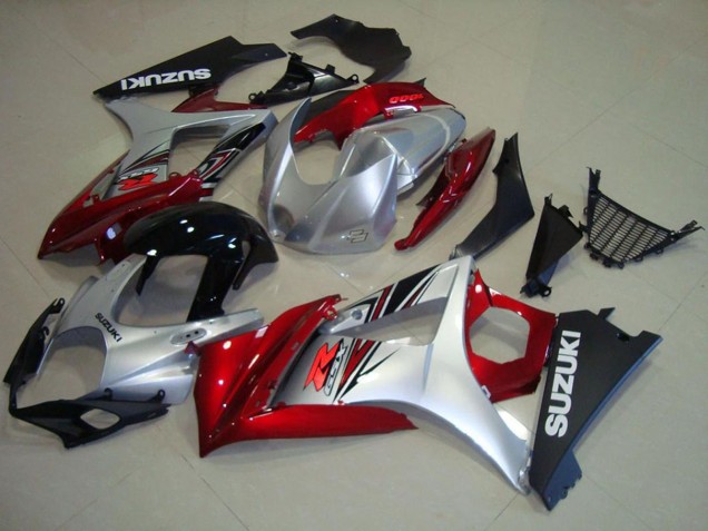 Descuento Carenados Moto Suzuki GSXR 1000 2007-2008 - Rojo Plata Negro Brillante