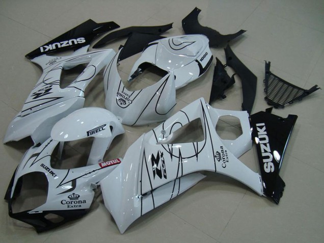 Descuento Carenados Moto Suzuki GSXR 1000 2007-2008 - Blanco Negro Corona