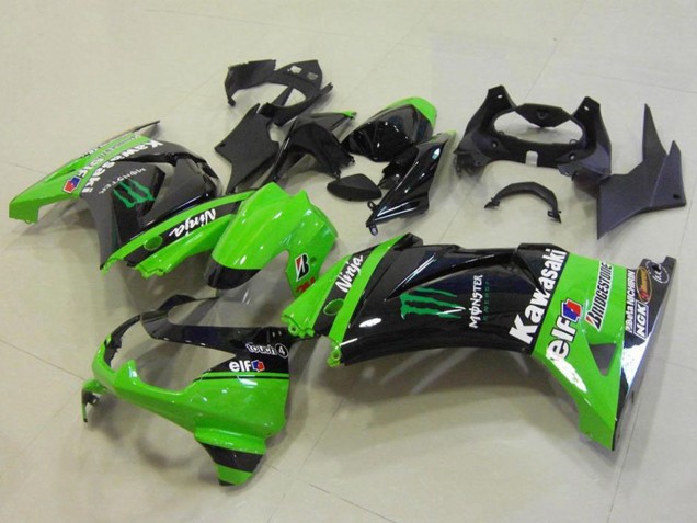 Descuento Carenados Moto Kawasaki ZX250R 2008-2012 - Verde Negro Brillante Elf Monstruo Bridgestone