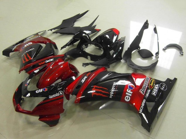 Descuento Carenados Moto Kawasaki ZX250R 2008-2012 - Rojo Caramelo Negro Brillante Elf Touch4 Monstruo
