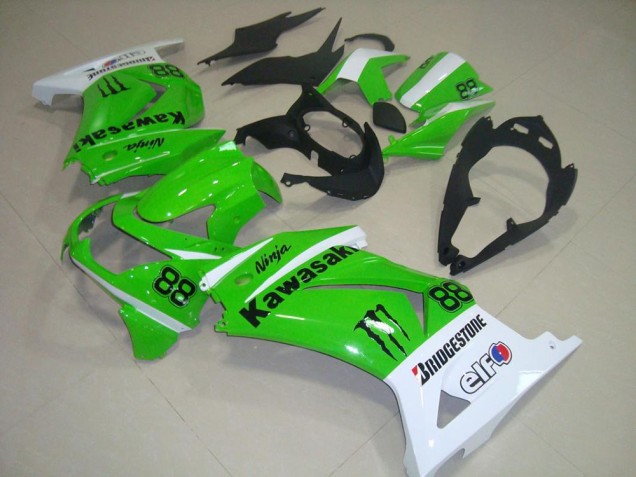 Descuento Carenados Moto Kawasaki ZX250R 2008-2012 - Blanco Verde Negro Monstruo 88