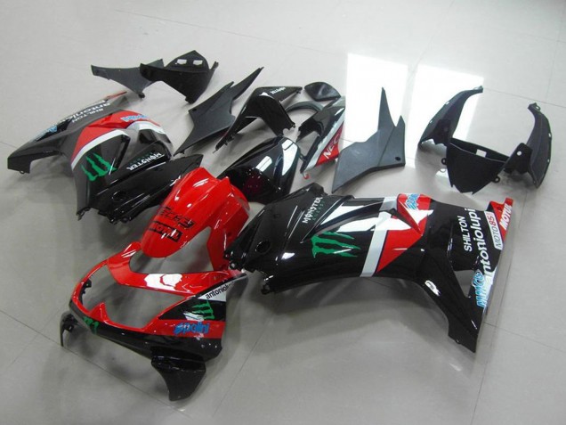 Descuento Carenados Moto Kawasaki ZX250R 2008-2012 - Negro Brillante Rojo Blanco Verde Monstruo Motul