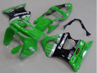 Descuento Carenados Moto Kawasaki ZX6R 1998-1999 - Verde Blanco Plata Negro Brillante