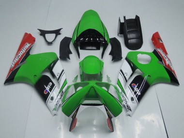 Descuento Carenados Moto Kawasaki ZX6R 2003-2004 - Verde Blanco Negro Rojo Motocard