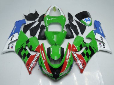 Descuento Carenados Moto Kawasaki ZX6R 2005-2006 - Blanco Verde Rojo Azul Negro Motocard