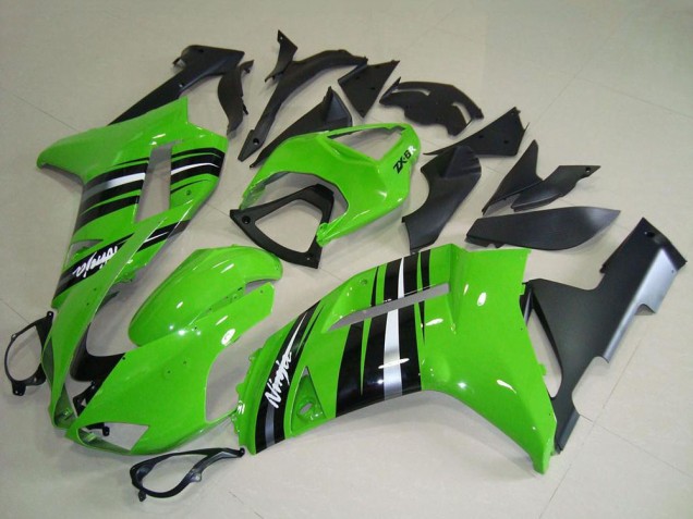 Descuento Carenados Moto Kawasaki ZX6R 2007-2008 - Verde Plata Raya